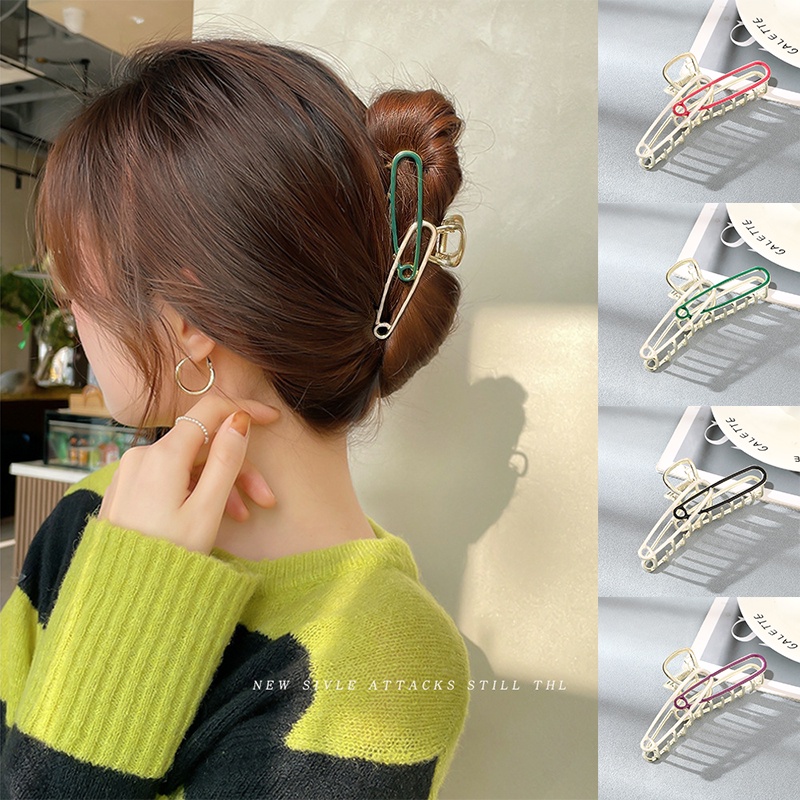 Kẹp tóc Haimeikang bằng kim loại kích thước lớn hai tông màu sáng tạo thời trang dành cho nữ