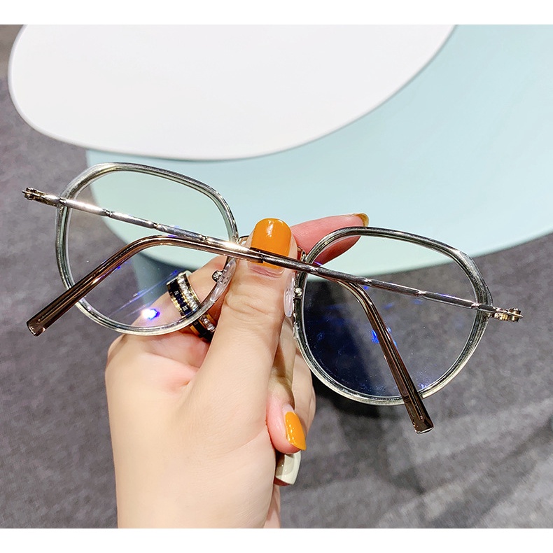 Mắt kính gọng oval trong suốt phong cách thời trang Hàn Quốc Unisex