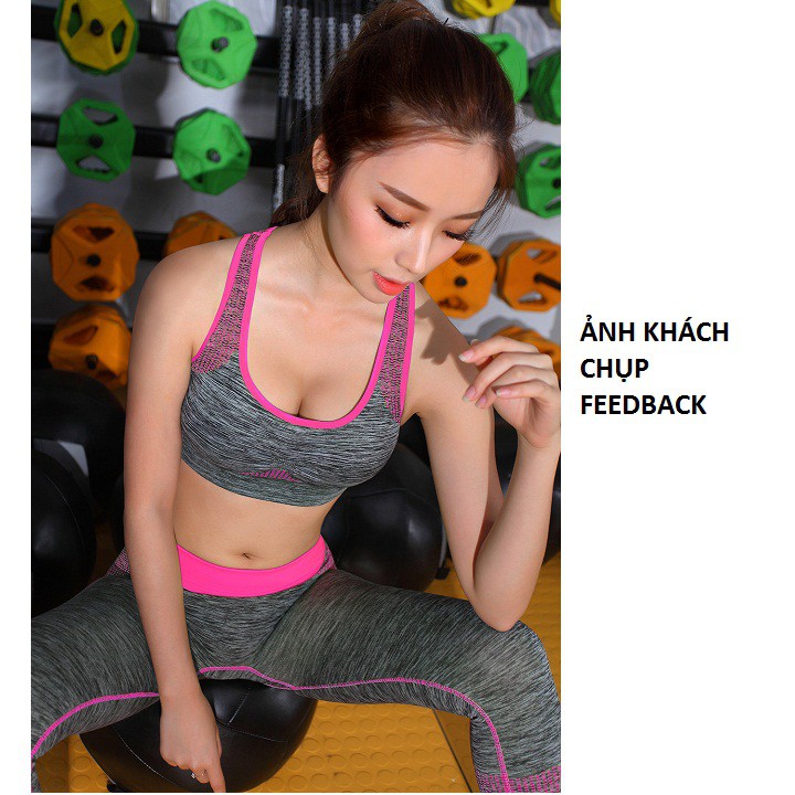 Bộ đồ tập gym phong cách Linda010, quần áo tập yoga, aerobic, chất thun siêu co giãn