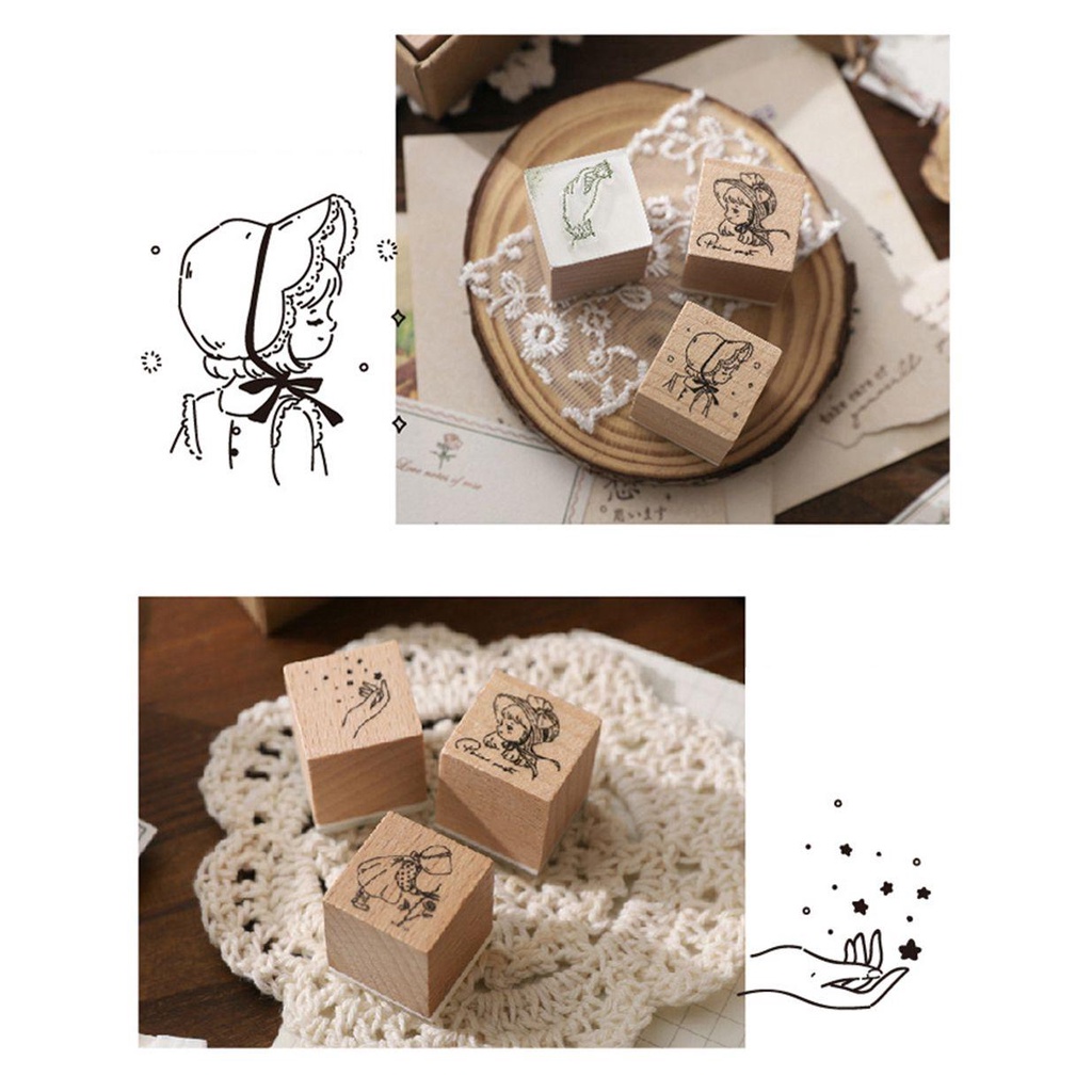 Con Dấu Bằng Gỗ Họa Tiết Hoa Phong Cách Trung Quốc Dễ Thương Dùng Trang Trí Sổ Tay DIY