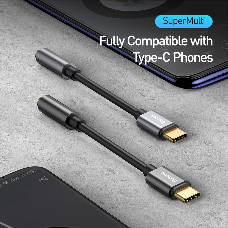 Cáp Baseus chuyển đổi USB loại C sang Jack 3.5mm OTG cho Huawei Xiaomi