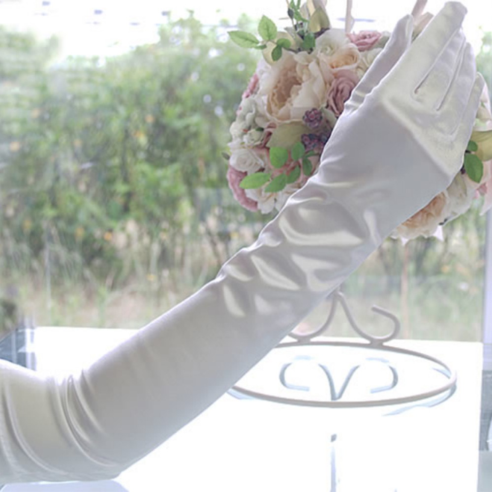 Găng tay dài chất liệu satin chống nắng cho nữ