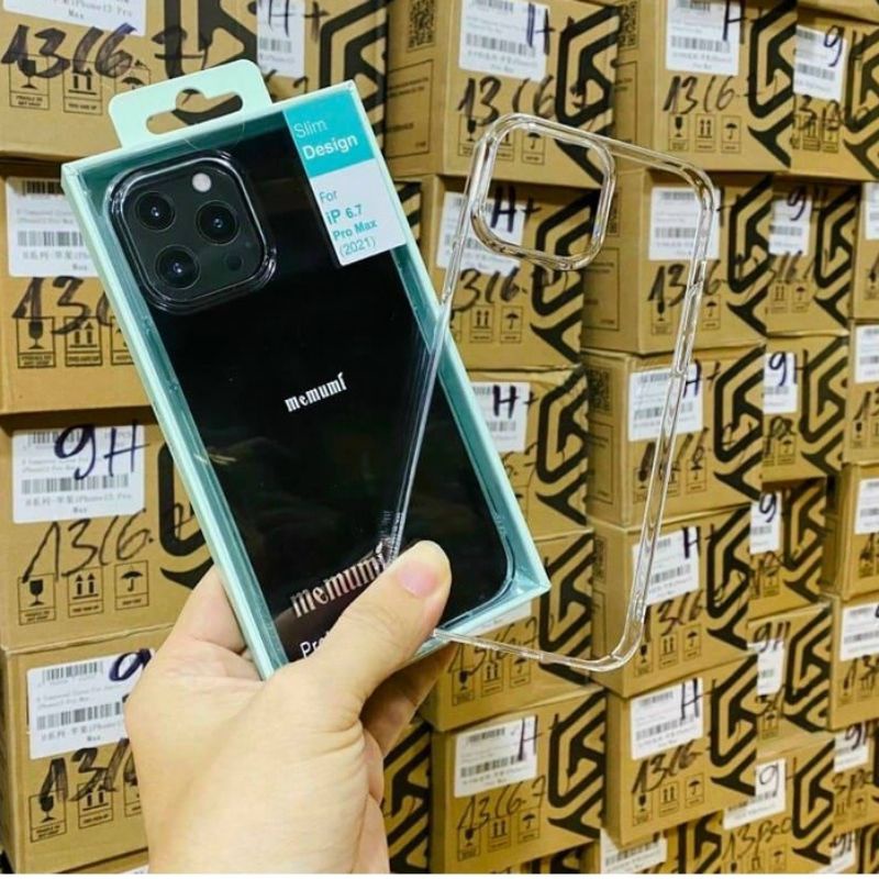 Ốp lưng Memumi trong Clear cho iphone 13, 13 Pro, 13 Pro Max nhựa cứng trong suốt siêu mỏng