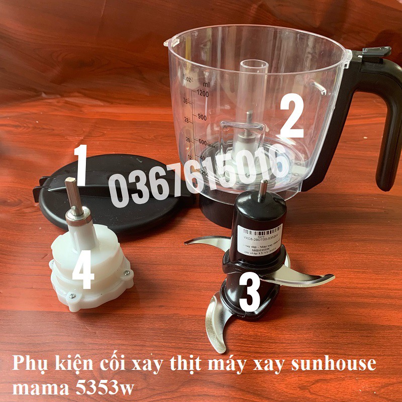 [Mã ELHA22 giảm 5% đơn 300K] COMBO CỐI KÈM TRỤC THỊT MÁY XAY SUNHOUSE MAMA SHD5353W SHD5353