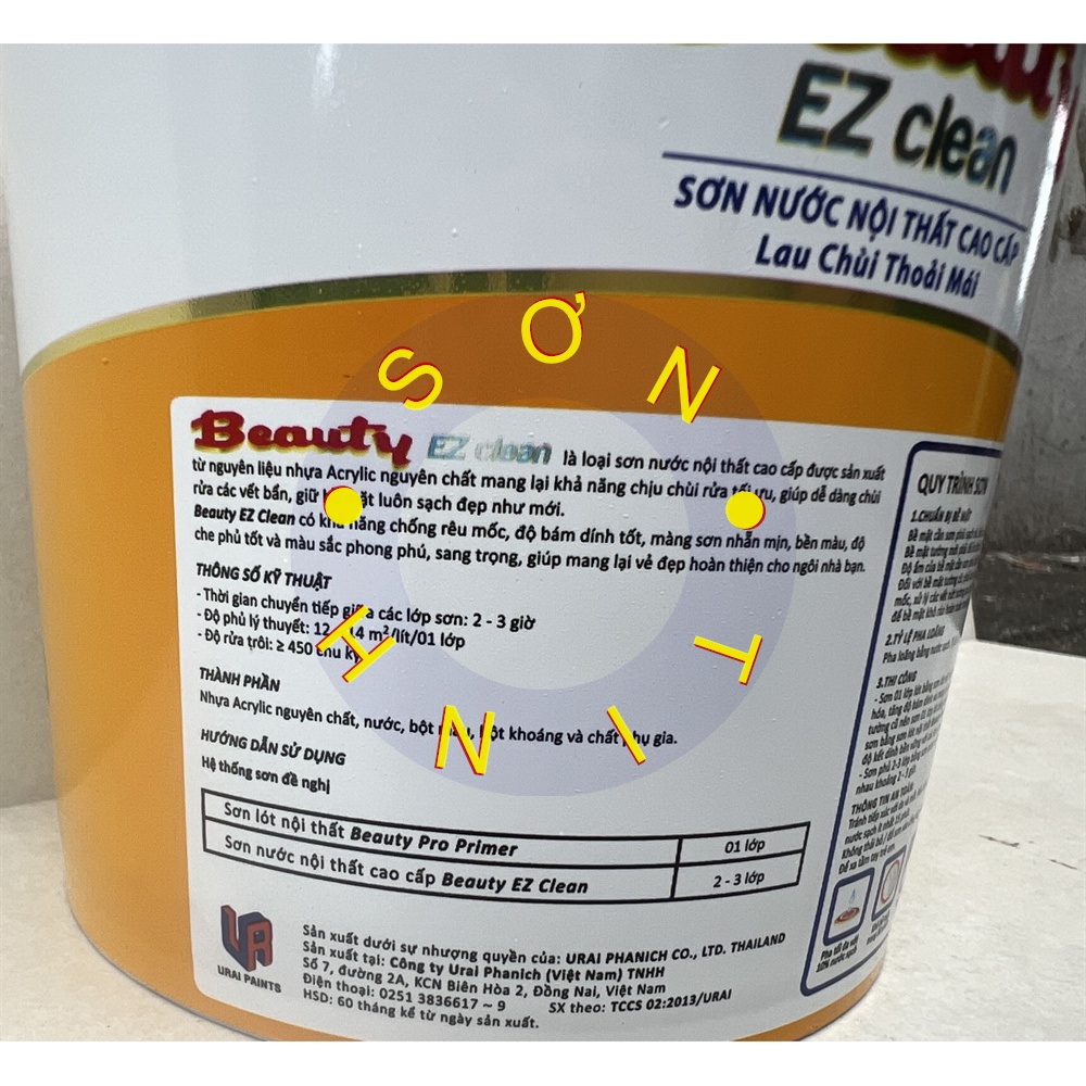 Sơn nước Lau Chùi Thoải Mái BEAUTY EZ CLEAN Nội thất trong nhà cao cấp màu hồng phấn , đậm, nhạt, cánh sen 1 Lít