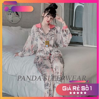 Đồ bộ pijama nữ tay bồng bo tay ống quần rộng form Quảng Châu sang chảnh
