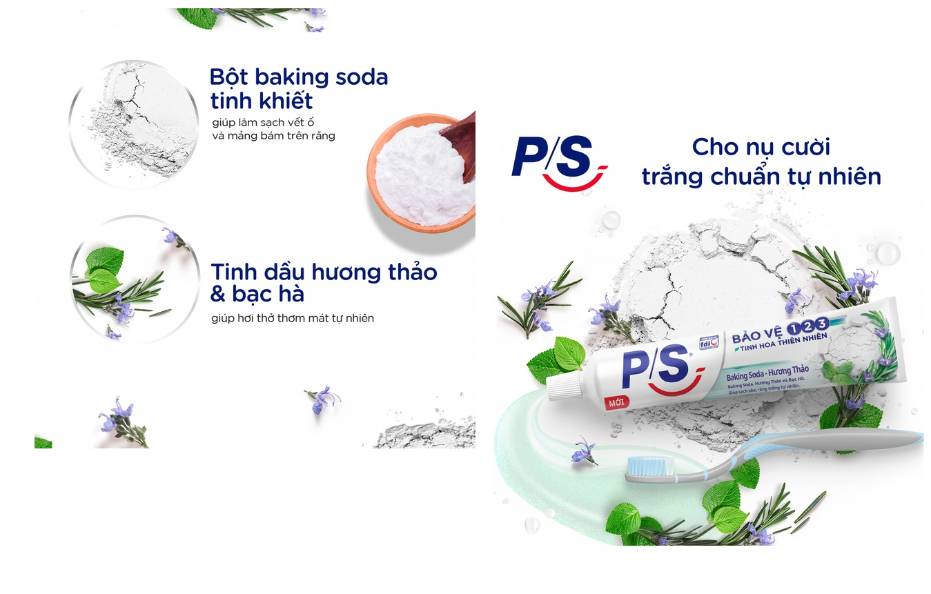 Combo 3 Kem đánh răng P/S Baking Soda Hương Thảo 230g/hộp