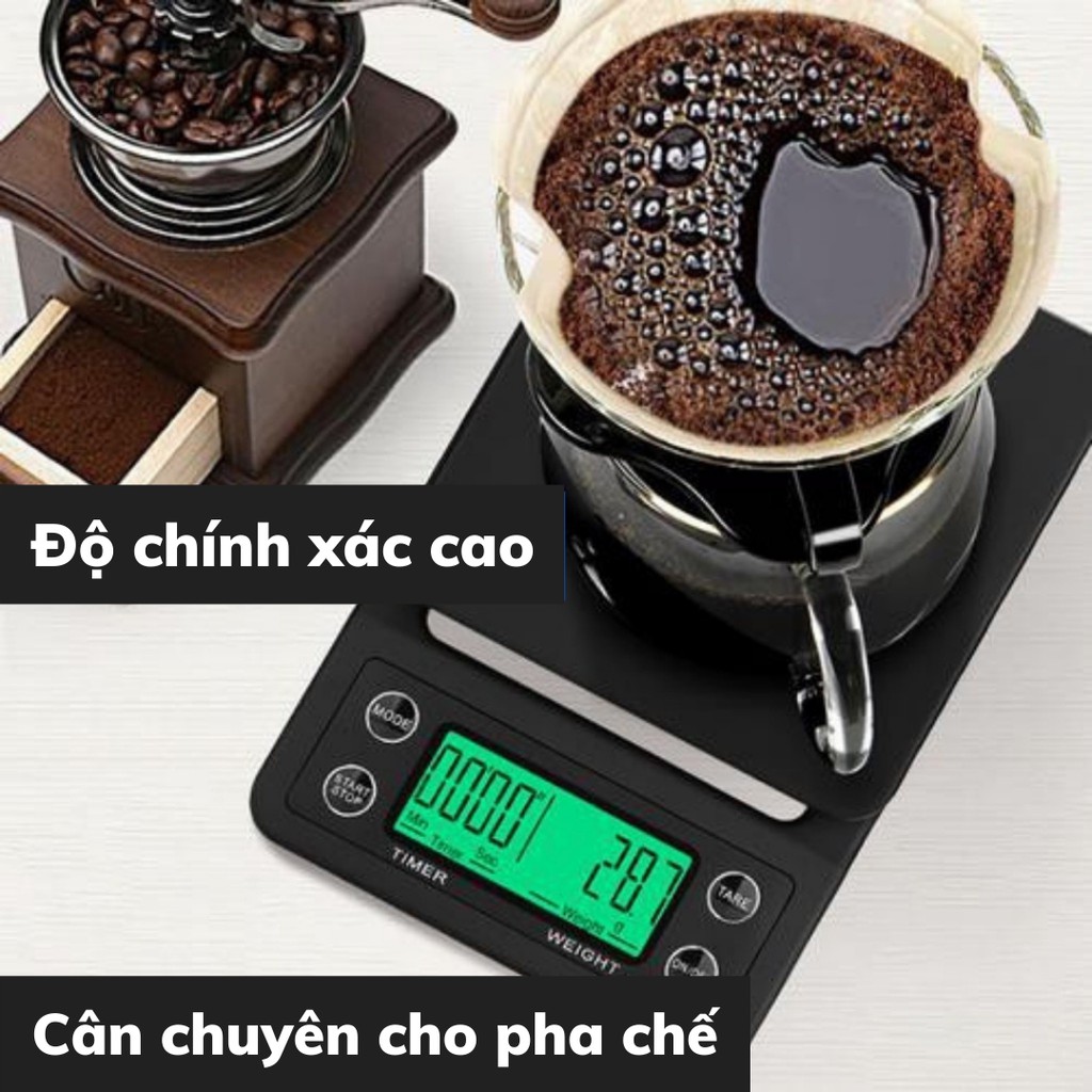 Cân tiểu ly điện tử pha chế tiểu li mini pha cà phê nguyên chất Espresso định lượng 0.1g - 5kg độ chính xác cao nhà bếp