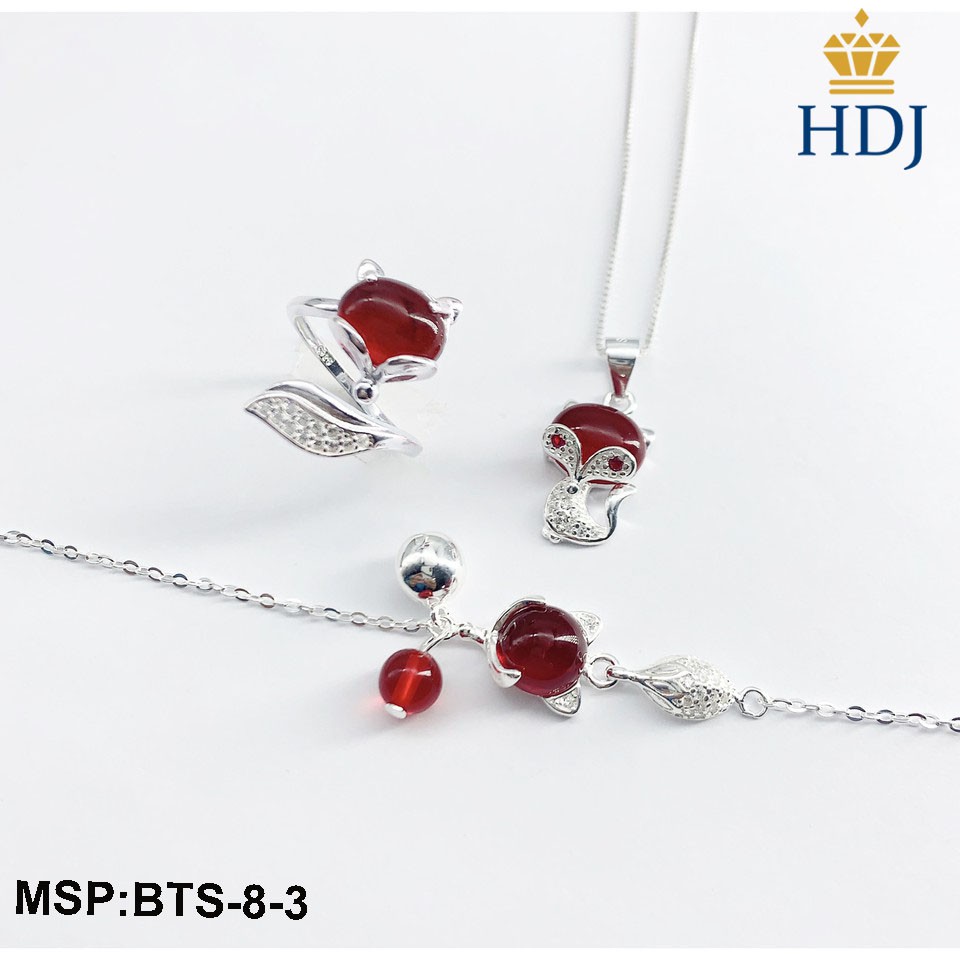 Combo dây chuyền, lắc tay, lắc chân và nhẫn bạc Ý 925 Hình Hồ ly may mắn sang trọng trang sức cao cấp HDJ mã BTS-8-3 VIP