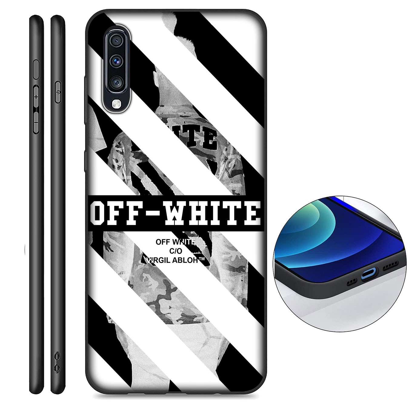 Samsung Galaxy A11 A31 A10 A20 A30 A50 A10S A20S A30S A50S A71 A51 Phone Case Soft Silicone Casing B68 Off White logo