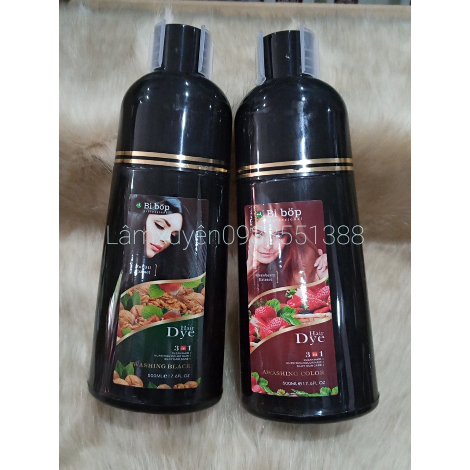 GỘI đen hàn quốc B.I.B.O.P to có vòi 500ml nâu, đen  LOẠI 1  bền đẹp sâu màu bóng khỏe tóc siêu tiết kiệm tiện lợi