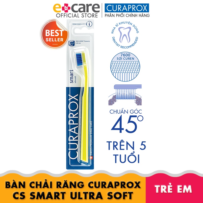 [Mã BMBAU50 giảm 7% đơn 99K] Bàn chải răng siêu mềm cho trẻ trên 5 tuổi Curaprox Smart