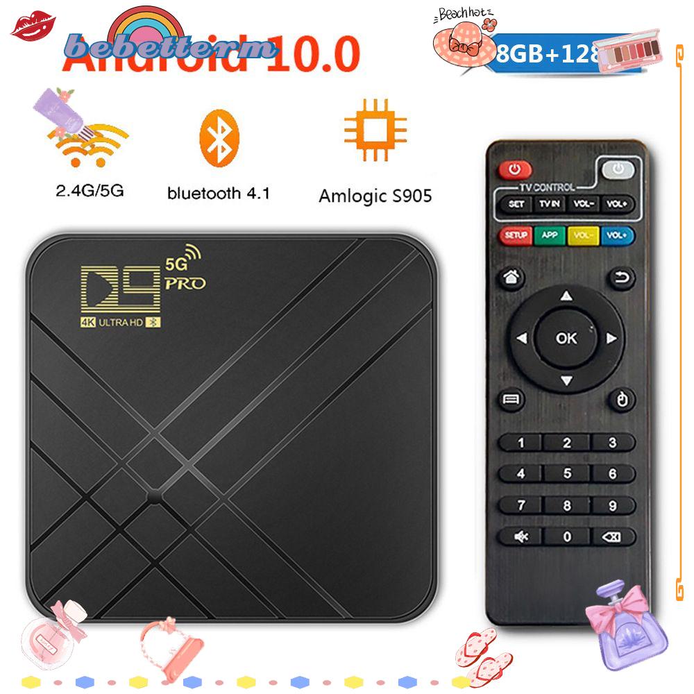 TV Box chiếu phim tại nhà D9 PRO lõi 4 Bluetooth 4K H.265 2021 phát truyền thông 8+128GB Amlogic S905L Android 10.0