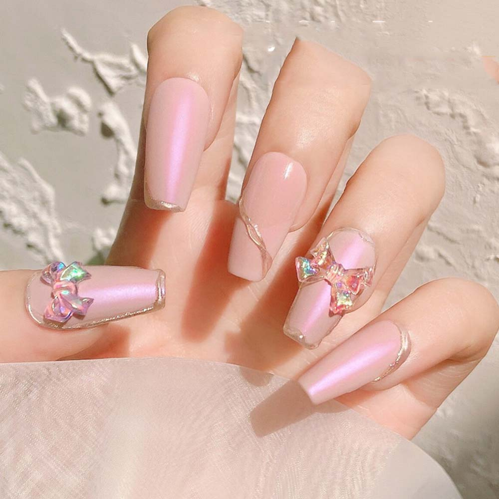 [Hàng mới về] Nơ 3d trong suốt lấp lánh trang trí nghệ thuật cho móng tay
