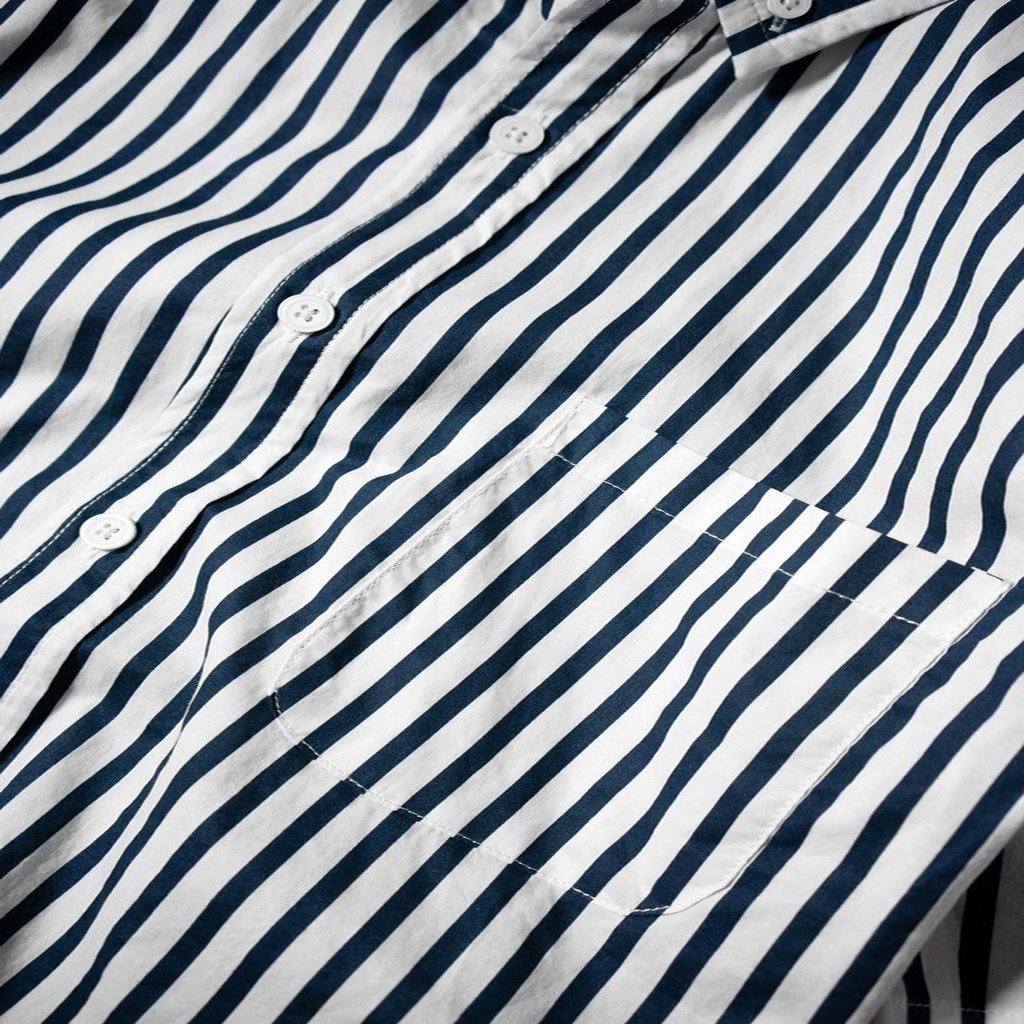 Áo Sơ Sọc Mi Nam Có Túi Tay Dài Gu Chất, Chất Vải Cotton, GUSM26