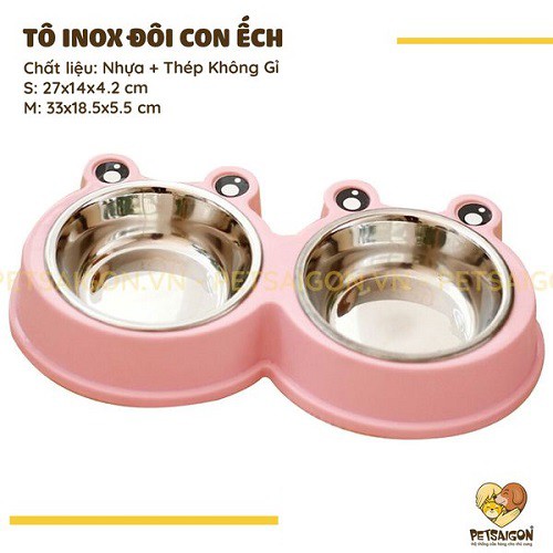 TÔ INOX ĐÔI CON ẾCH CHO CHÓ MÈO