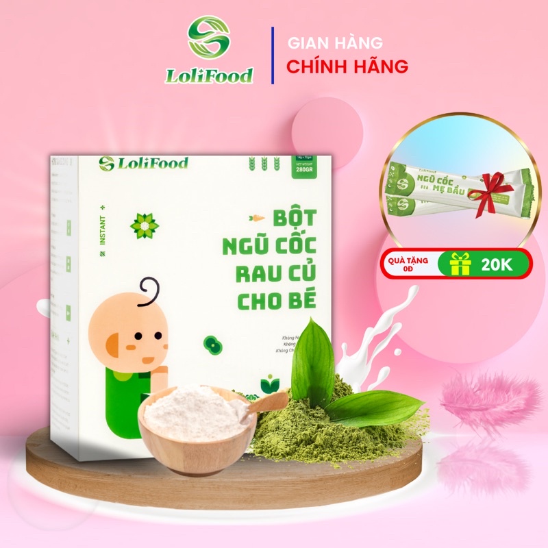 Bột Ăn Dặm Ngũ Cốc Rau Củ Cho Bé Từ 6 Tháng Tuổi Trở Lên | Lolifood (Hộp 20 gói)