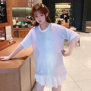 Áo thun nữ 2 mảnh phối lưới ngoài ulzzang