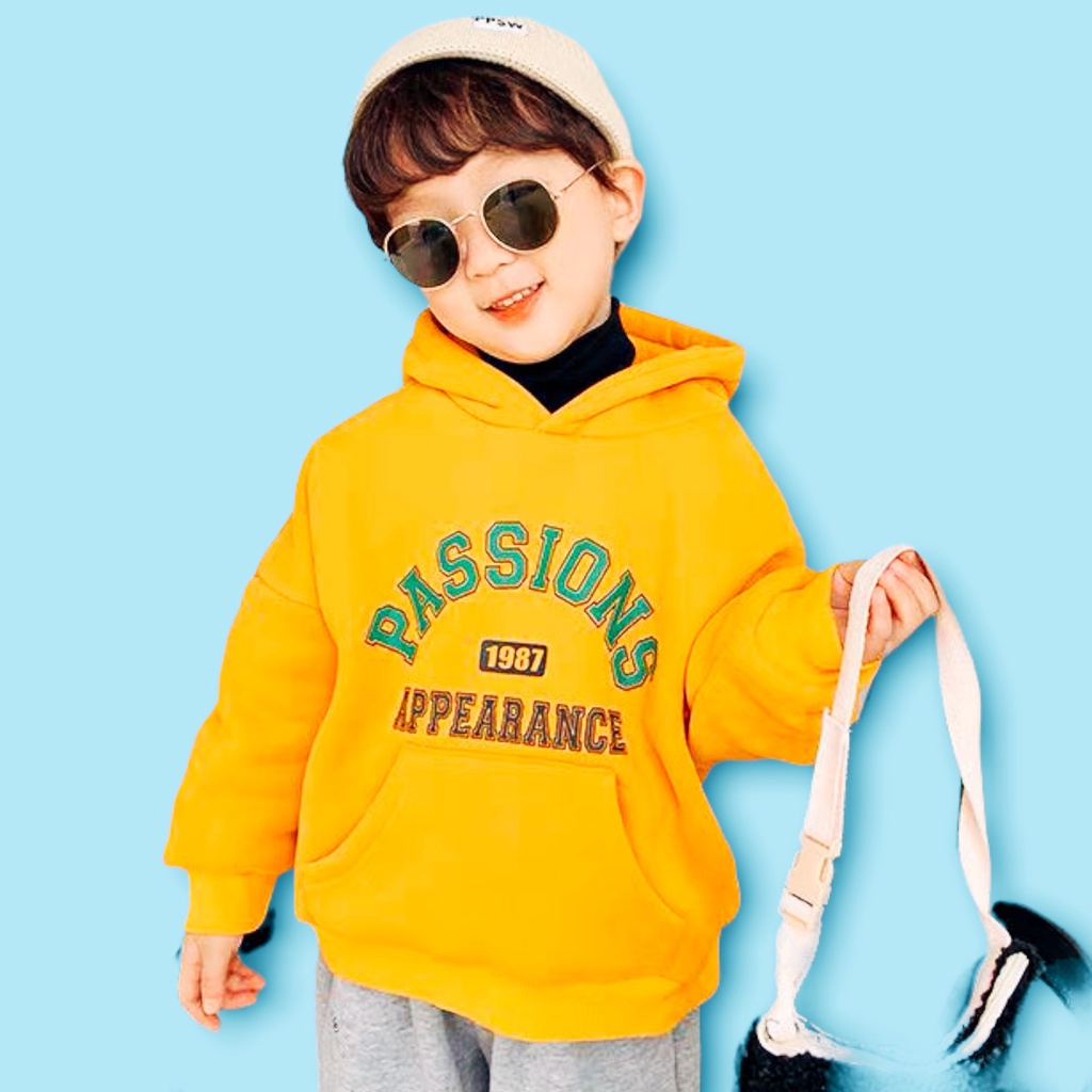 Áo khoác nỉ hoodie bé trai BABEKIDS hình in chữ PASSION 1987,thời trang thu đông dành cho bé từ 4 đến 10 tuổi