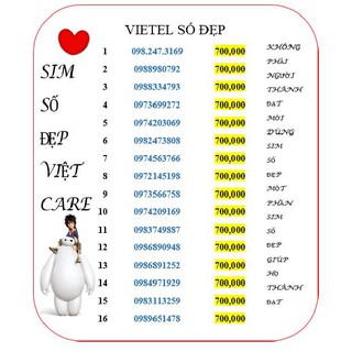 Sim Viettel đồng giá 700k,đầu cổ 09, số đẹp, giá rẻ, nghe gọi thoải mái