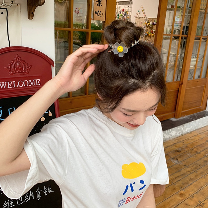 Dây Buộc Tóc Co Giãn Hình Hoa Hướng Dương Mặt Cười Thời Trang Cho Nữ
