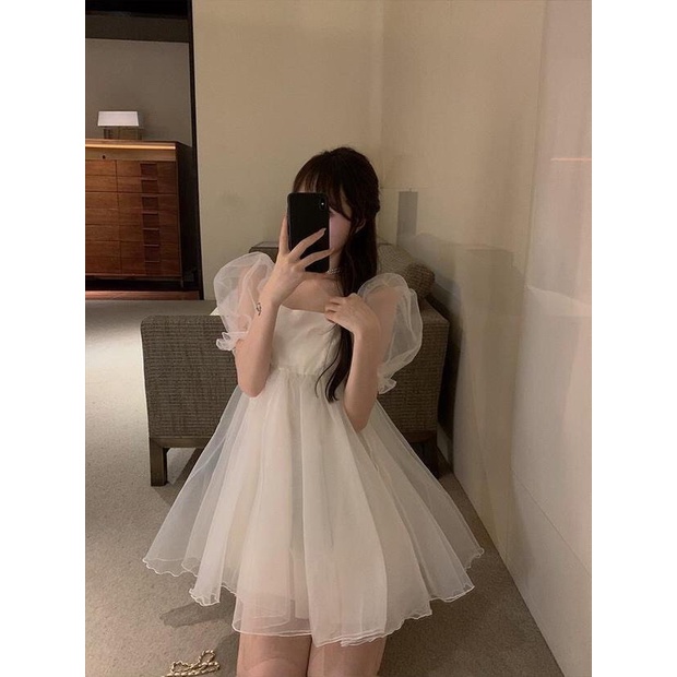 Váy Nữ Cộc Tay Cổ Vuông Babydoll Tay Bồng Dáng Xòe Tiểu Thư Hàn Quốc Ulzzang Mã 302 | BigBuy360 - bigbuy360.vn