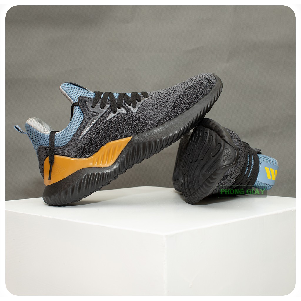 Giày sneaker nam giày thể thao nam Alphabounce muối tiêu màu đen vàng fullbox