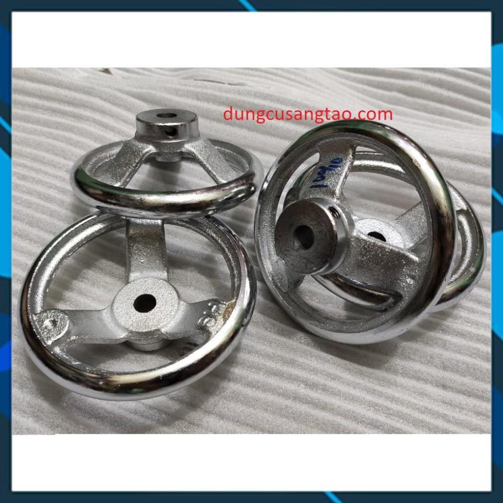 Tay quay tròn D120mm bằng gang mạ niken lỗ 10mm lỗ 12mm lỗ 14mm lỗ 16mm cao cấp