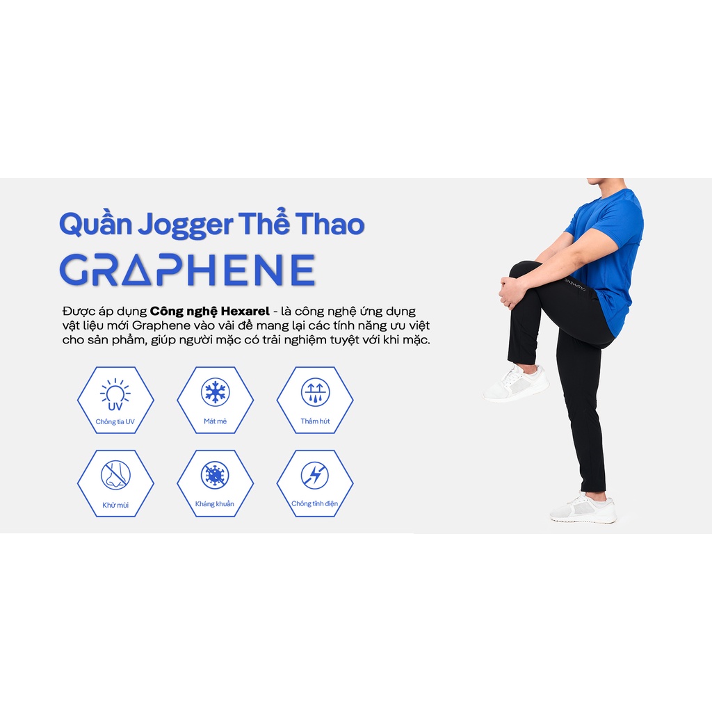 Quần Jogger thể thao màu đen Coolmate co giãn Graphene