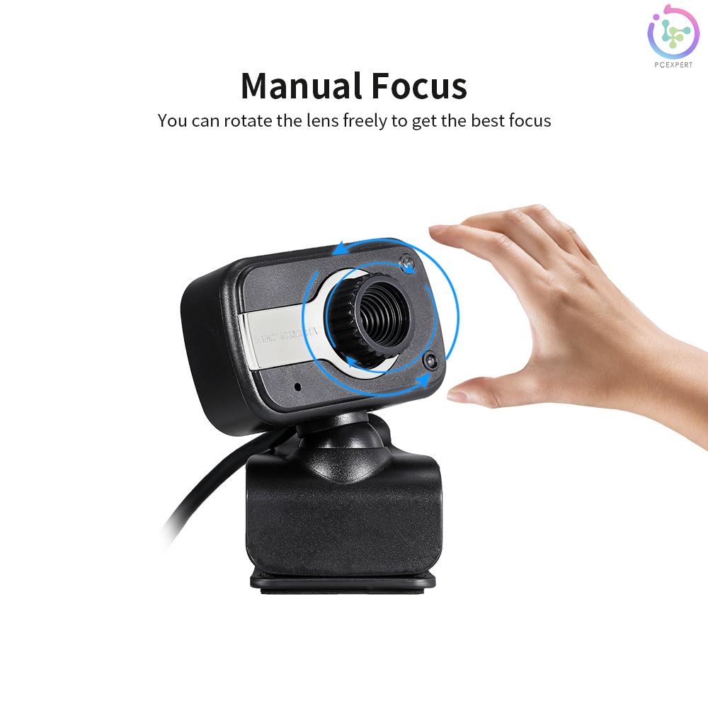 Drive-free USB Webcam 480P Manual Focus Web Camera Built-in Microphone Desktop Laptop Camera with LED Fill Light Lamp