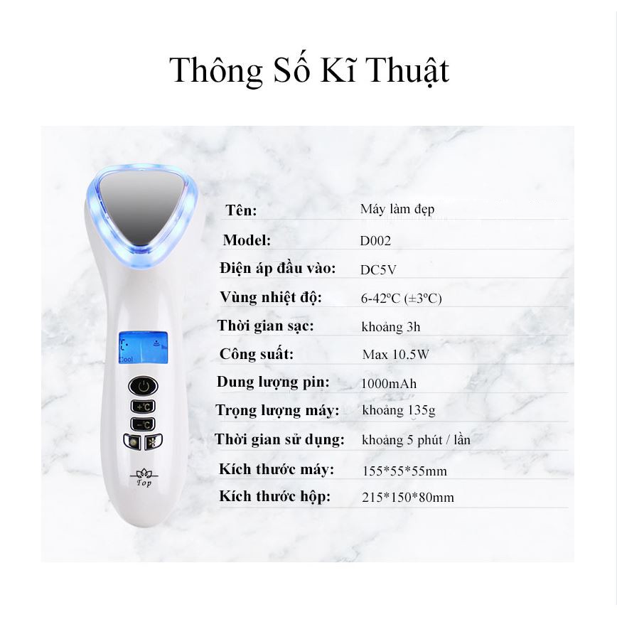 [Mã COS1505 giảm 8% đơn 300K] Máy Điện Di Tinh Chất Nóng Lạnh massage ion ánh sáng sinh học trẻ hóa da D002 | BigBuy360 - bigbuy360.vn