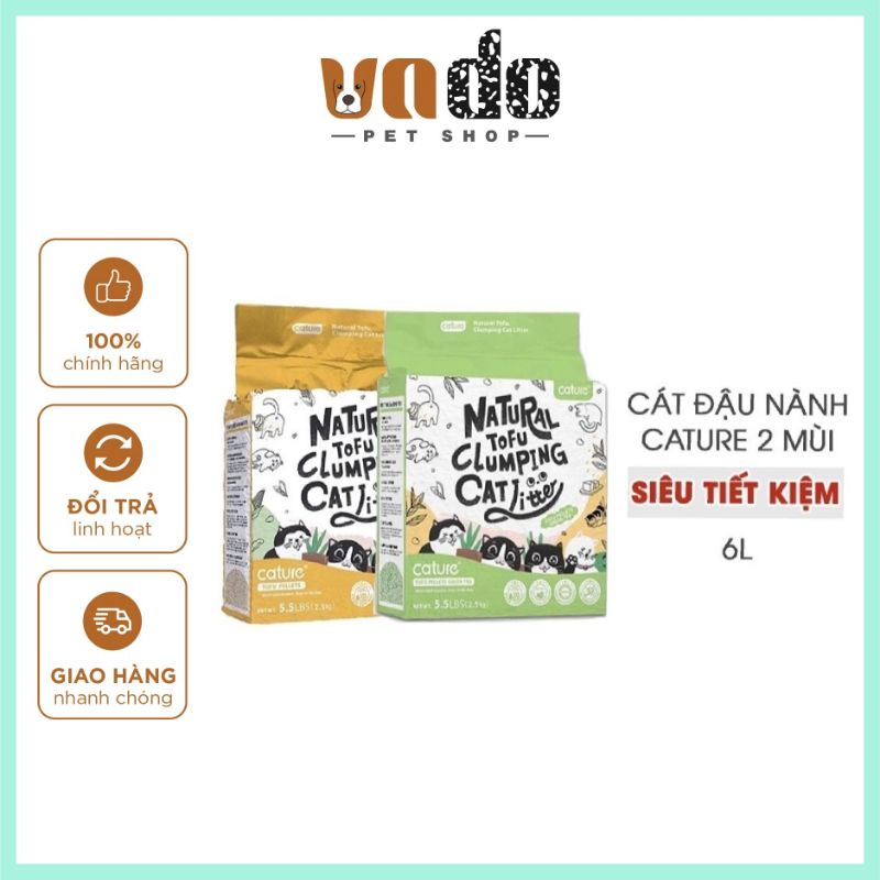 Cát vệ sinh đậu nành hữu cơ cho mèo Tofu Cature - Cát đậu nành không bụi| Cát mèo TOFU - cát đậu nành Cature