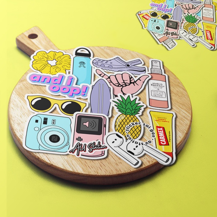 Sticker nhựa hình dán VSCO STYLE siêu dễ thương  - sticker nhựa PVC không thấm nước