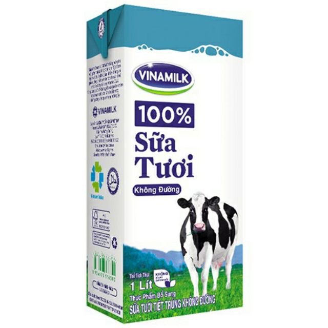 Compo 2 hộp Sữa tươi 100% Vinamilk 1 lít ( không đường/ có đường)- Hsd tháng 12/2019