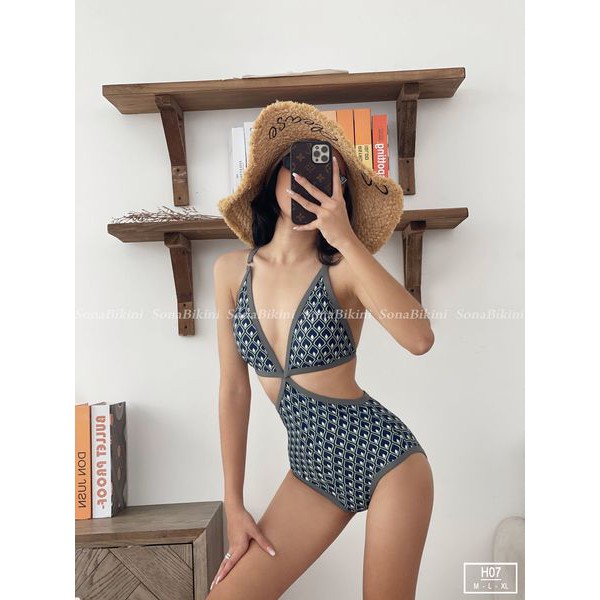 [Mã SONABKN01 giảm 10k đơn 100k] Bikini Sona 1 Mảnh ôm body chữ X màu xanh tím Mã H07