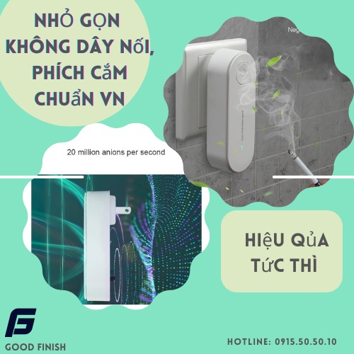 Máy lọc không khí ion âm mini loại bỏ mùi hôi toilet gia đình tiện lợi.