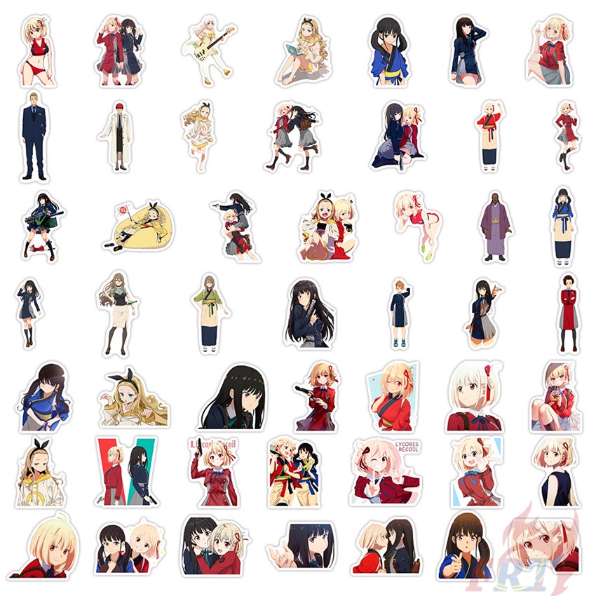 Bộ 100 Cái ❉ Nhãn Dán Dòng Lycoris Recoil ❉ Sticker Dán Hành Lý, Ván Trượt, Laptop