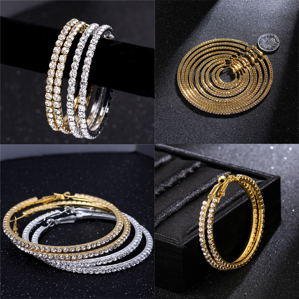 Khuyên Tai Tròn Đính Đá Nhiều Màu Thời Trang Cho Nữ