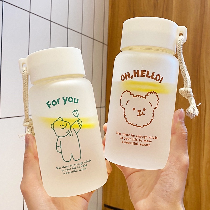 Bình nước FREESHIP bình nhựa đựng nước 500ml hình bear dễ thương mang đi học, đi làm, tập thể dục PK140