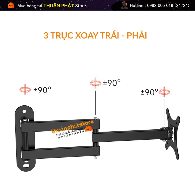 [Mã ELORDER5 giảm 10K đơn 20K] Giá Treo Màn Hình Máy Tính Xoay Năng Model CP102 17 - 32 inch - Xoay trái/phải 180độ -