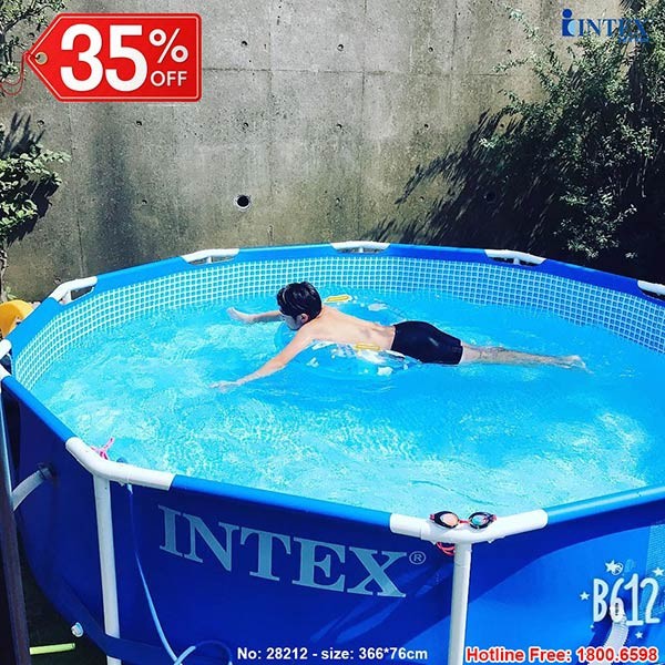 [CÓ MÁY LỌC NƯỚC] Bể bơi trẻ em khung kim loại chịu lực tròn 366*76(cm) BBT Global 28212