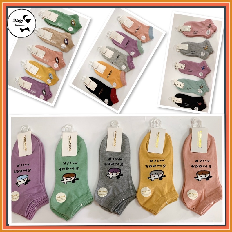 Tất nữ ngắn cổ, cao cổ, chất cotton mềm mịn, hoạ tiết gấu dâu đáng yêu