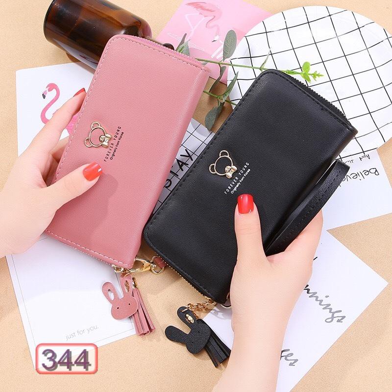Ví Dài Nữ nhiều ngăn mẫu mới đính hình chú Gấu Dễ Thương có dây cầm tay- Hata24h