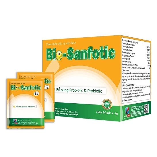 Bio – Sanfotic – Hỗ trợ bổ sung vi khuẩn có ích, cải thiện các rối loạn tiêu hóa do loạn khuẩn ruột (Hộp 24 gói)