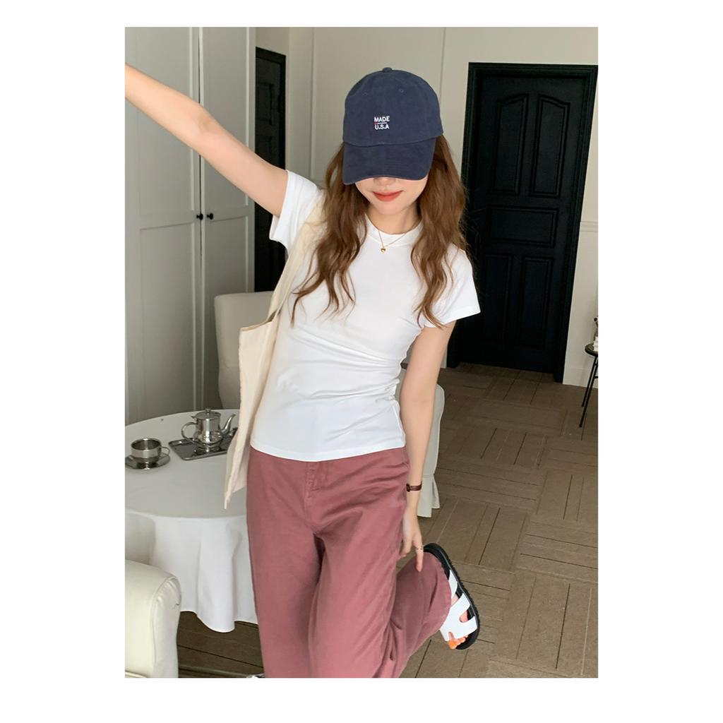 Áo Thun Tay Ngắn Cổ Tròn Dáng Ôm Thời Trang Cho Nữ 63894