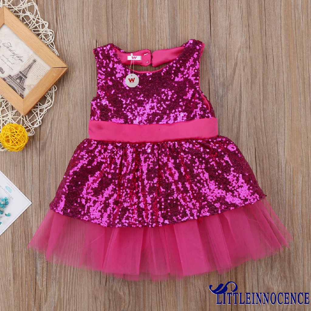 ❤XZQ-Fashion Princess Kids Baby Girls Sequins Dress Party Dress Wedding Gown Formal Dresses