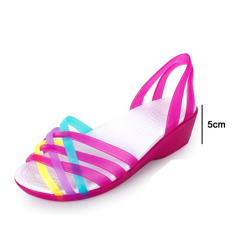 Sandal nhựa dẻo giày đi mưa cao cấp có gót 5cm
