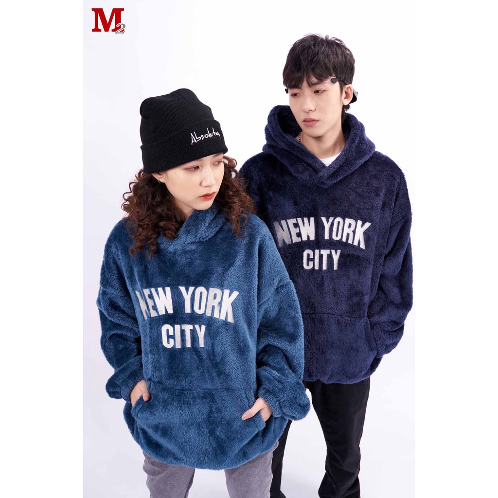 Áo hoodie unisex có mũ lông thêu New York City K0030566 Thời trang M2 | BigBuy360 - bigbuy360.vn