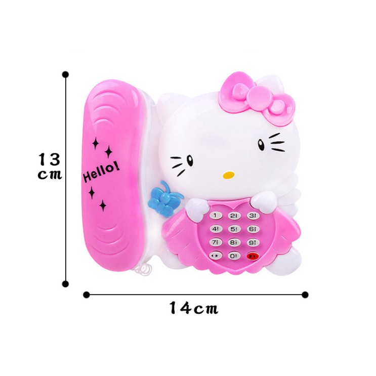 Đồ chơi điện thoại bàn mẫu doremon và hello kitty phát nhạc chạy pin cho bé