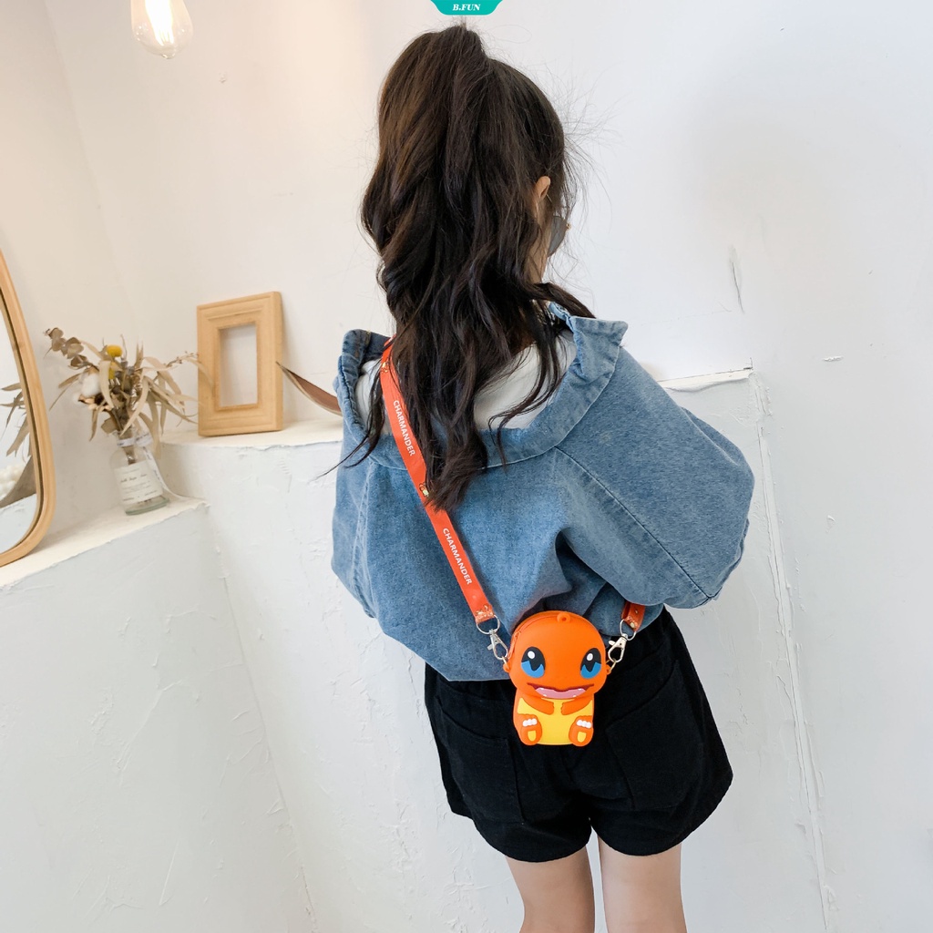 Set 7 túi đeo chéo đựng tiền xu chất liệu silicon họa tiết Pokemon Pikachu dễ thương cho bé